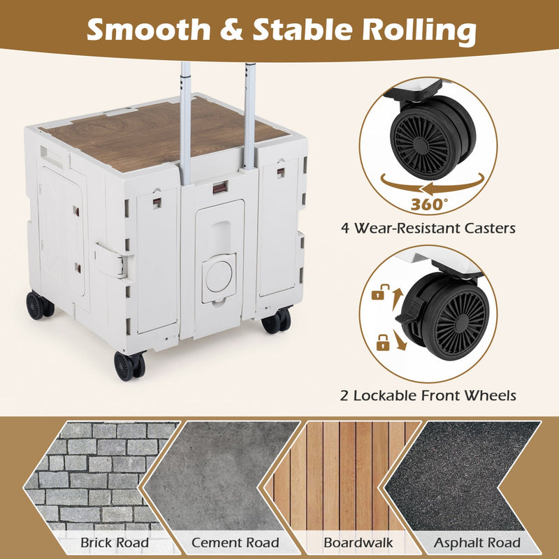 Load image into Gallery viewer, Foldable Utility Cart on 4 Rotate Wheels with Cup Holder
