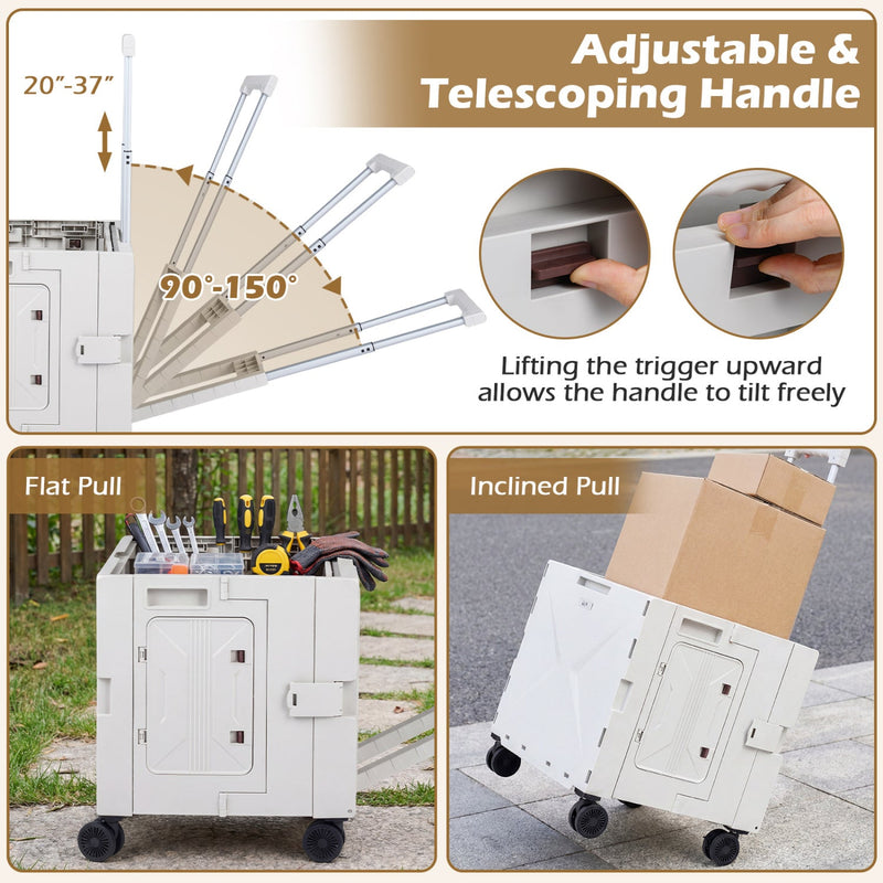 Load image into Gallery viewer, Foldable Utility Cart on 4 Rotate Wheels with Cup Holder
