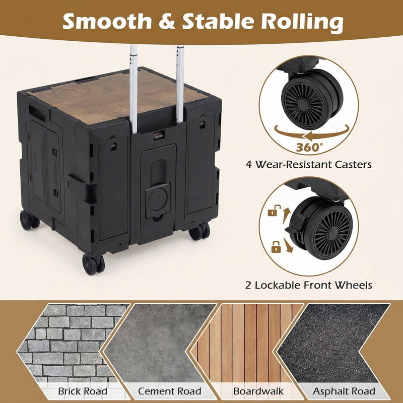 Load image into Gallery viewer, Foldable Utility Cart on 4 Rotate Wheels with Cup Holder
