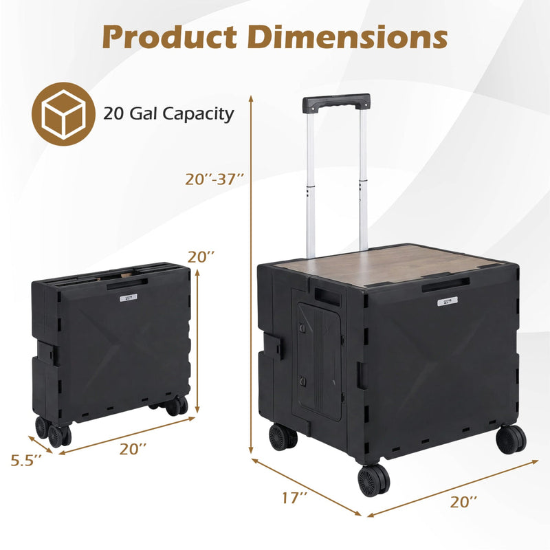 Load image into Gallery viewer, Foldable Utility Cart on 4 Rotate Wheels with Cup Holder
