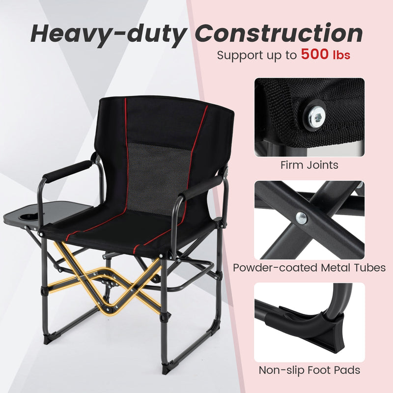 Load image into Gallery viewer, Folding Camping Chair with Side Table and Cup Holder with Carrying Bag
