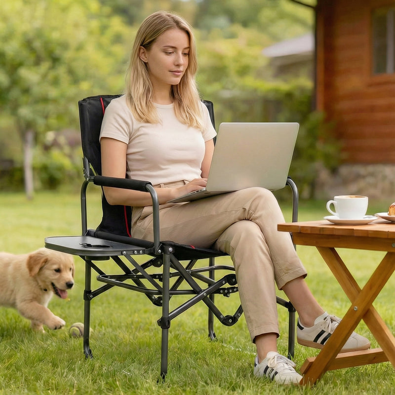 Load image into Gallery viewer, Folding Camping Chair with Side Table and Cup Holder with Carrying Bag
