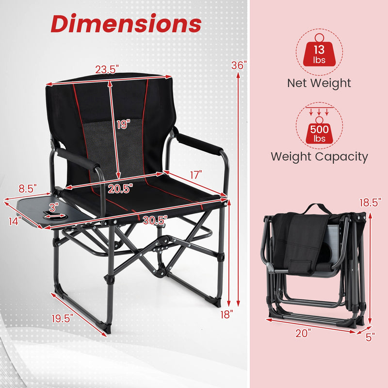 Load image into Gallery viewer, Folding Camping Chair with Side Table and Cup Holder with Carrying Bag
