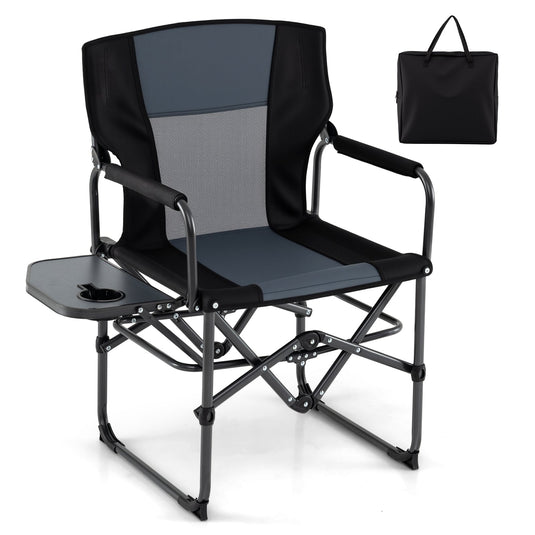 Folding Camping Chair with Side Table and Cup Holder with Carrying Bag