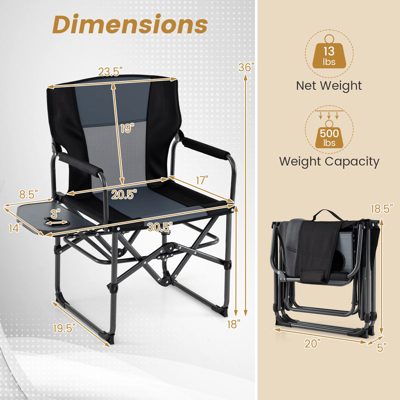 Load image into Gallery viewer, Folding Camping Chair with Side Table and Cup Holder with Carrying Bag
