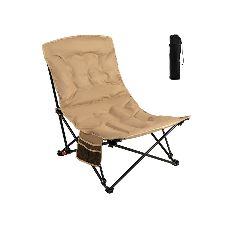 Load image into Gallery viewer, Folding Camping Chair for Adults with Adjustable Backrest and Carrying Bag-Khaki
