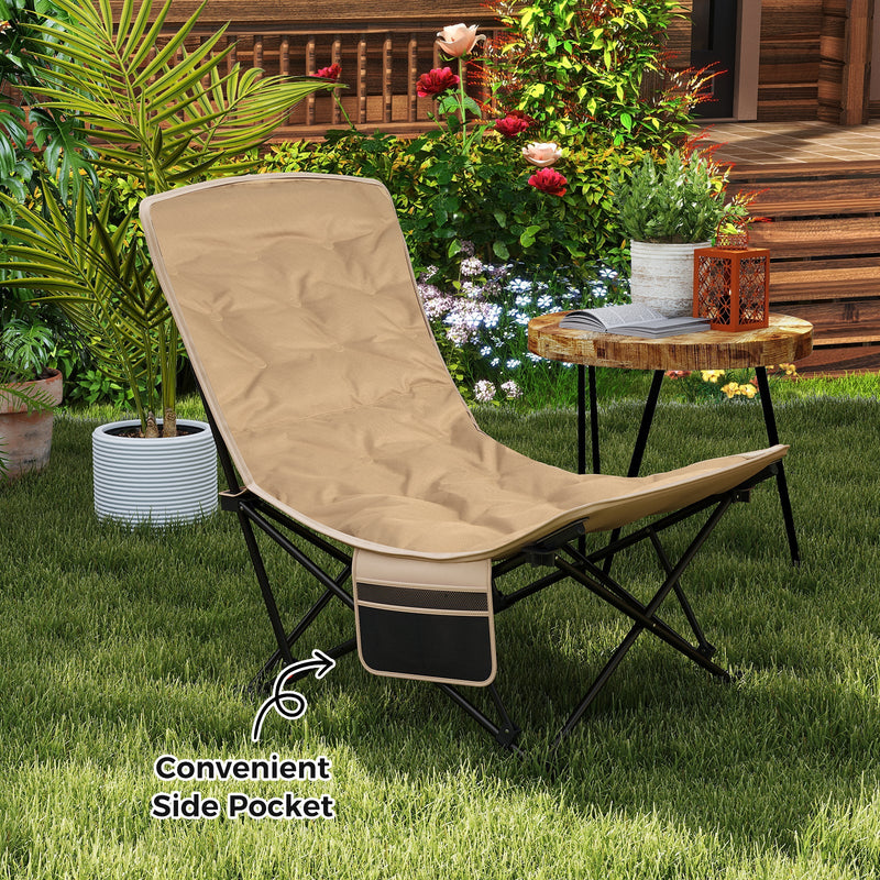 Load image into Gallery viewer, Folding Camping Chair for Adults with Adjustable Backrest and Carrying Bag-Khaki
