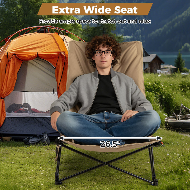 Load image into Gallery viewer, Folding Camping Chair for Adults with Adjustable Backrest and Carrying Bag-Khaki
