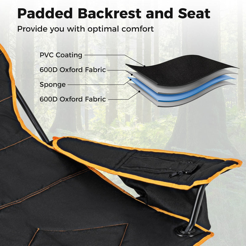 Load image into Gallery viewer, Folding Camping Chair with Footrest Camping Lounge Chair with Carry Bag-Black
