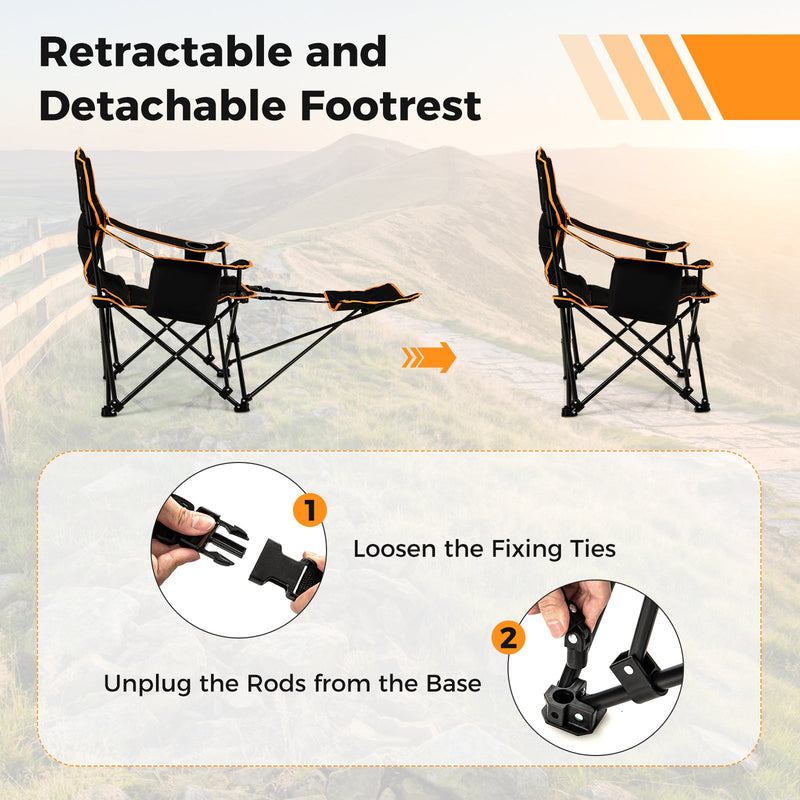Load image into Gallery viewer, Folding Camping Chair with Footrest Camping Lounge Chair with Carry Bag-Black
