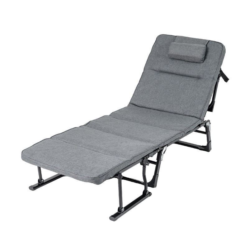 Load image into Gallery viewer, Folding Camping Cot with Mattress 3 in 1 Convertible Single Sofa Chaise Lounge Chair Sleeper-Gray
