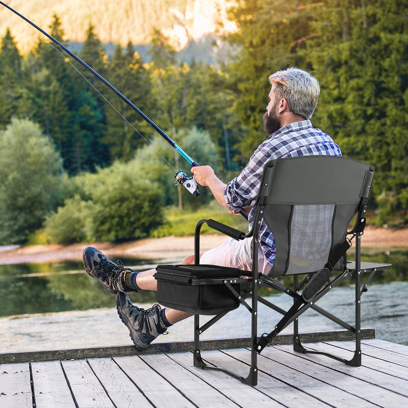 Load image into Gallery viewer, Folding Camping Directors Chair with Cooler Bag and Side Table
