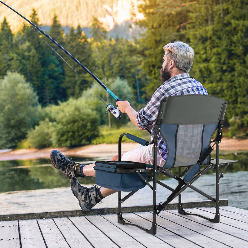 Load image into Gallery viewer, Folding Camping Directors Chair with Cooler Bag and Side Table
