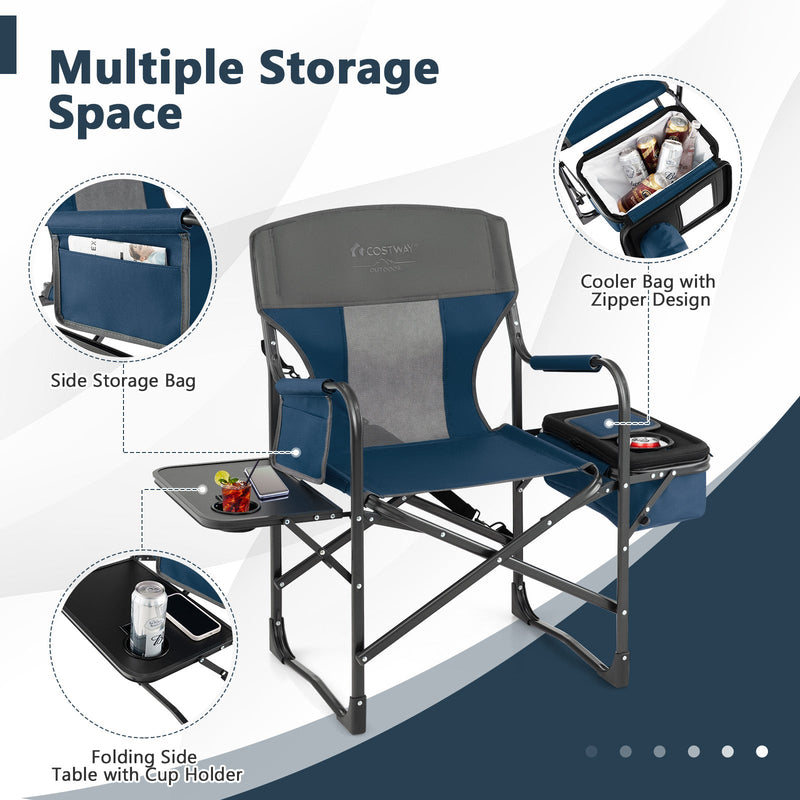 Load image into Gallery viewer, Folding Camping Directors Chair with Cooler Bag and Side Table
