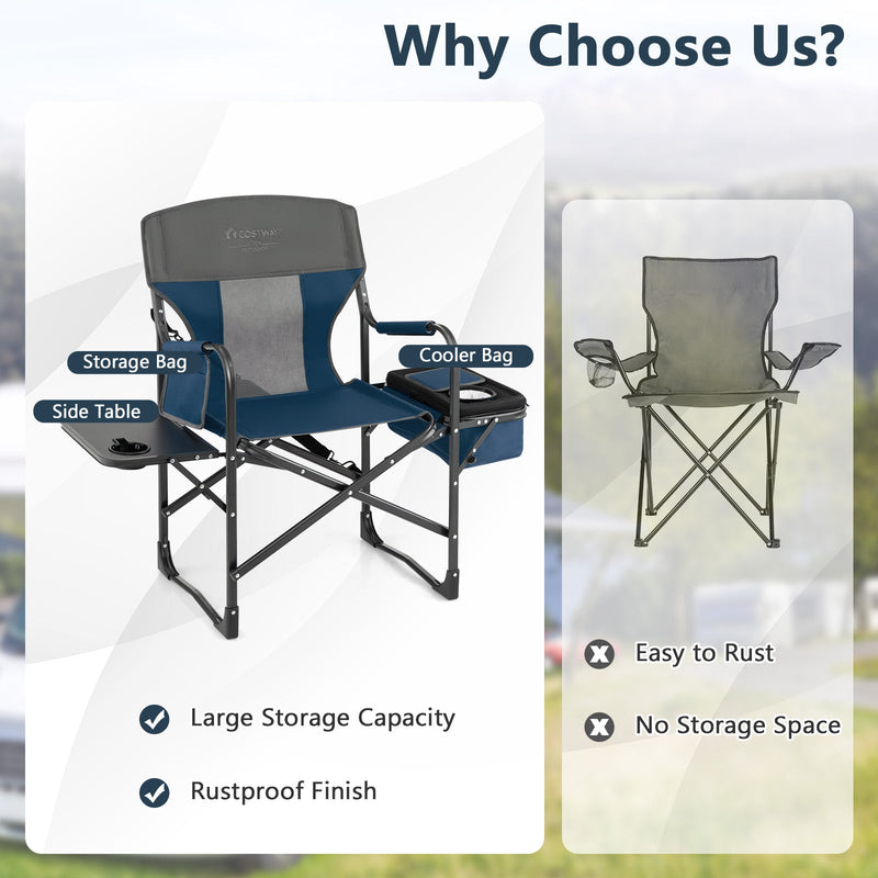 Load image into Gallery viewer, Folding Camping Directors Chair with Cooler Bag and Side Table
