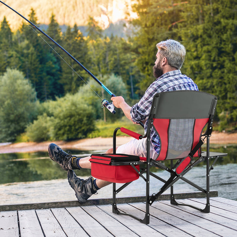 Load image into Gallery viewer, Folding Camping Directors Chair with Cooler Bag and Side Table

