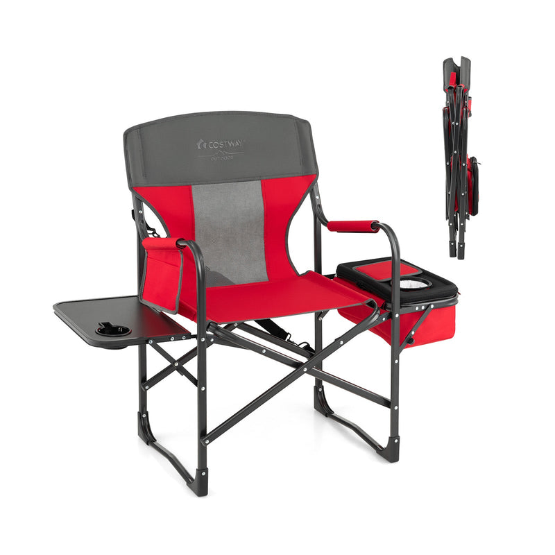 Load image into Gallery viewer, Folding Camping Directors Chair with Cooler Bag and Side Table
