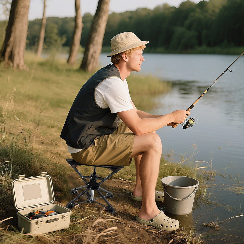 Load image into Gallery viewer, Folding Camping Stool 360° Swivel Hunting Chair with Anti-Sink Feet
