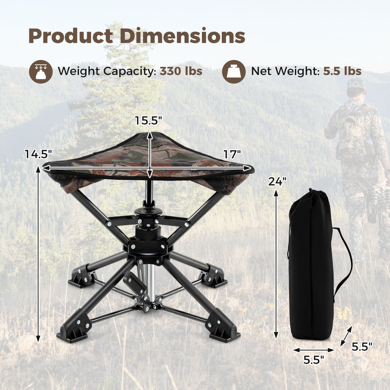 Load image into Gallery viewer, Folding Camping Stool 360° Swivel Hunting Chair with Anti-Sink Feet
