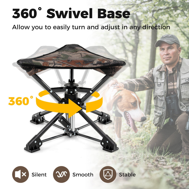 Load image into Gallery viewer, Folding Camping Stool 360° Swivel Hunting Chair with Anti-Sink Feet
