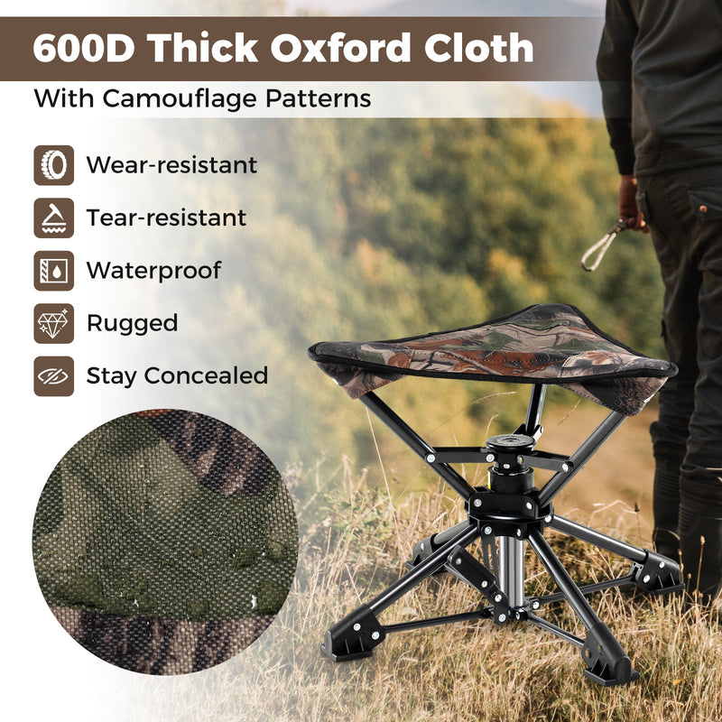 Load image into Gallery viewer, Folding Camping Stool 360° Swivel Hunting Chair with Anti-Sink Feet
