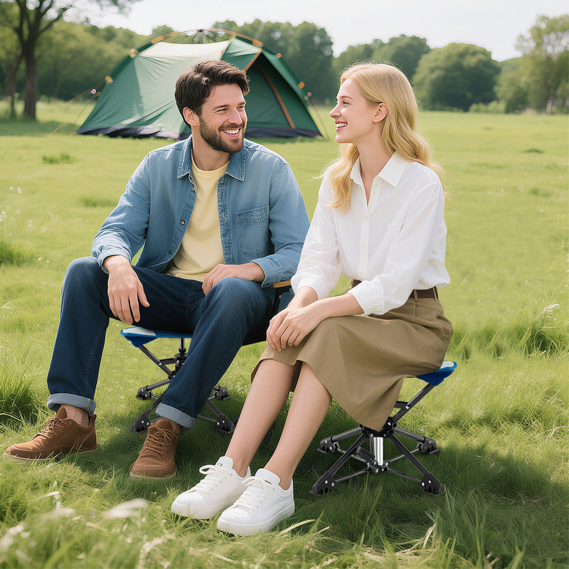 Load image into Gallery viewer, Folding Camping Stool 360° Swivel Hunting Chair with Anti-Sink Feet
