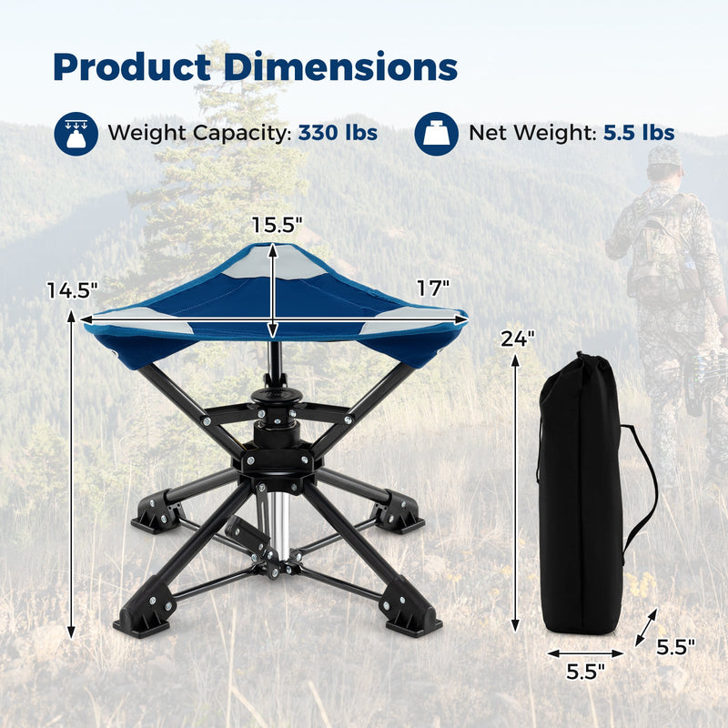 Load image into Gallery viewer, Folding Camping Stool 360° Swivel Hunting Chair with Anti-Sink Feet
