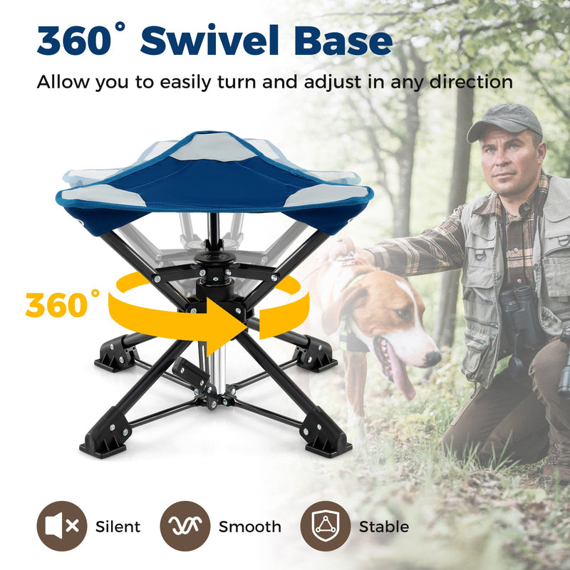 Load image into Gallery viewer, Folding Camping Stool 360° Swivel Hunting Chair with Anti-Sink Feet
