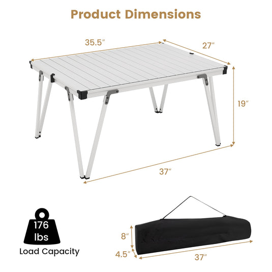 Folding Camping Table Picnic Table with Storage Bag and Waterproof Desktop