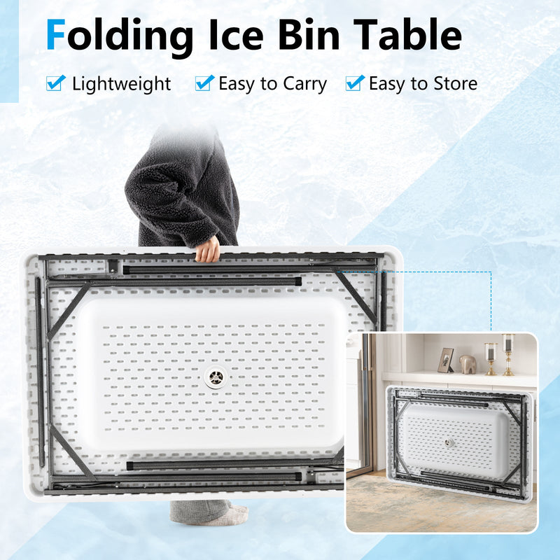 Load image into Gallery viewer, 4 Feet Folding Ice Bin Table with Skirt for Camping Picnic Wedding-White
