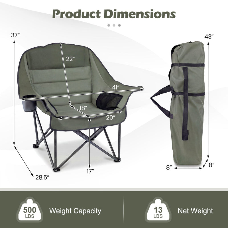 Load image into Gallery viewer, Folding Oversized Camping Chair with Side Pockets and Cup Holder
