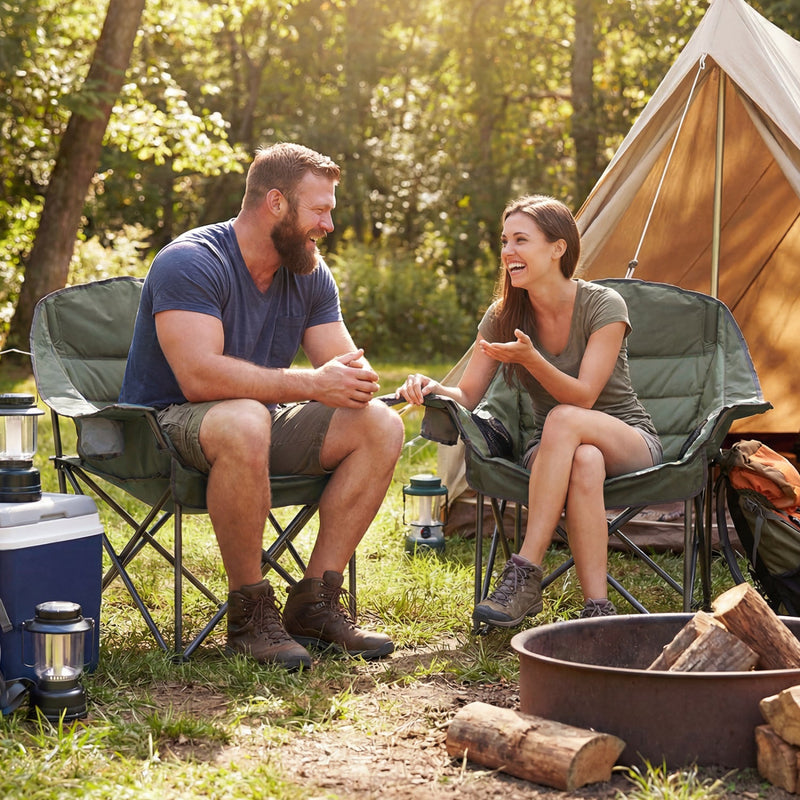 Load image into Gallery viewer, Folding Oversized Camping Chair with Side Pockets and Cup Holder
