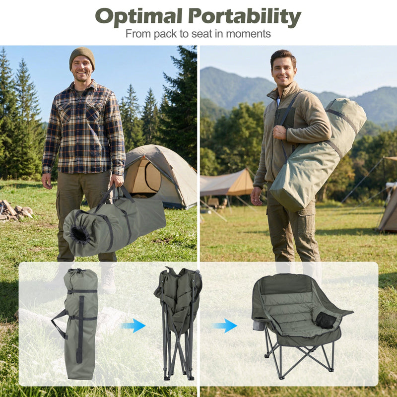 Load image into Gallery viewer, Folding Oversized Camping Chair with Side Pockets and Cup Holder
