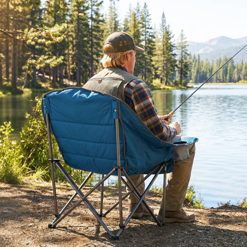 Load image into Gallery viewer, Folding Oversized Camping Chair with Side Pockets and Cup Holder
