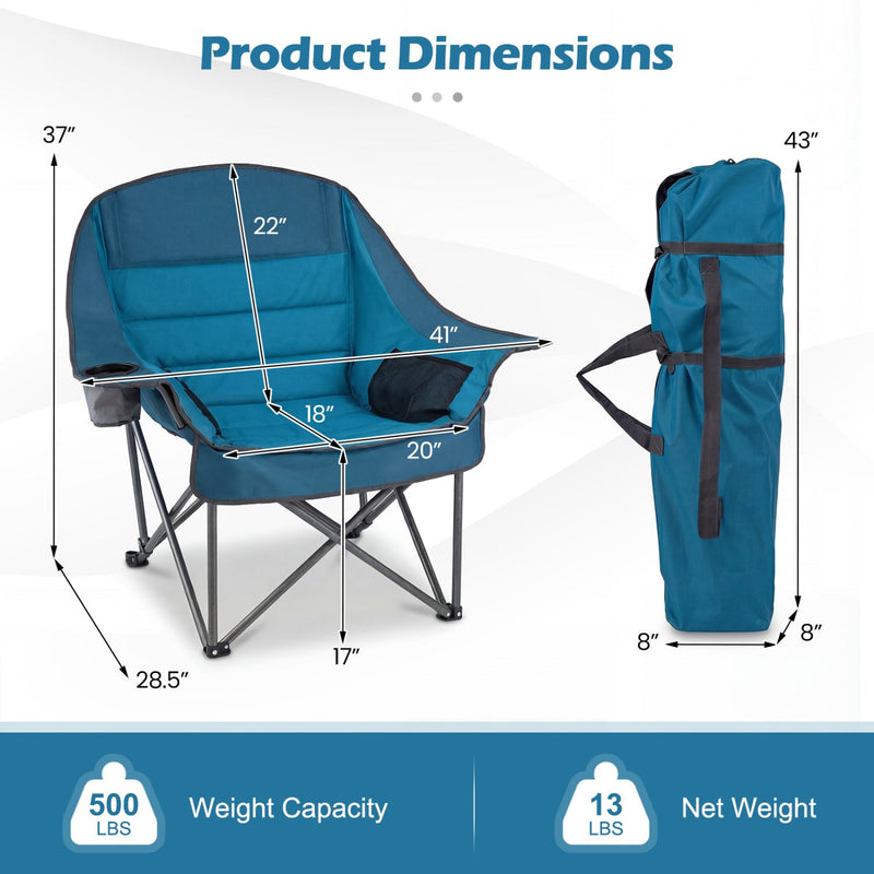 Load image into Gallery viewer, Folding Oversized Camping Chair with Side Pockets and Cup Holder
