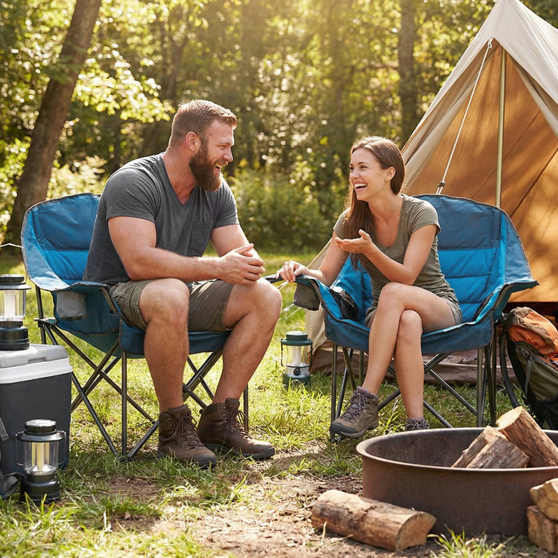 Load image into Gallery viewer, Folding Oversized Camping Chair with Side Pockets and Cup Holder
