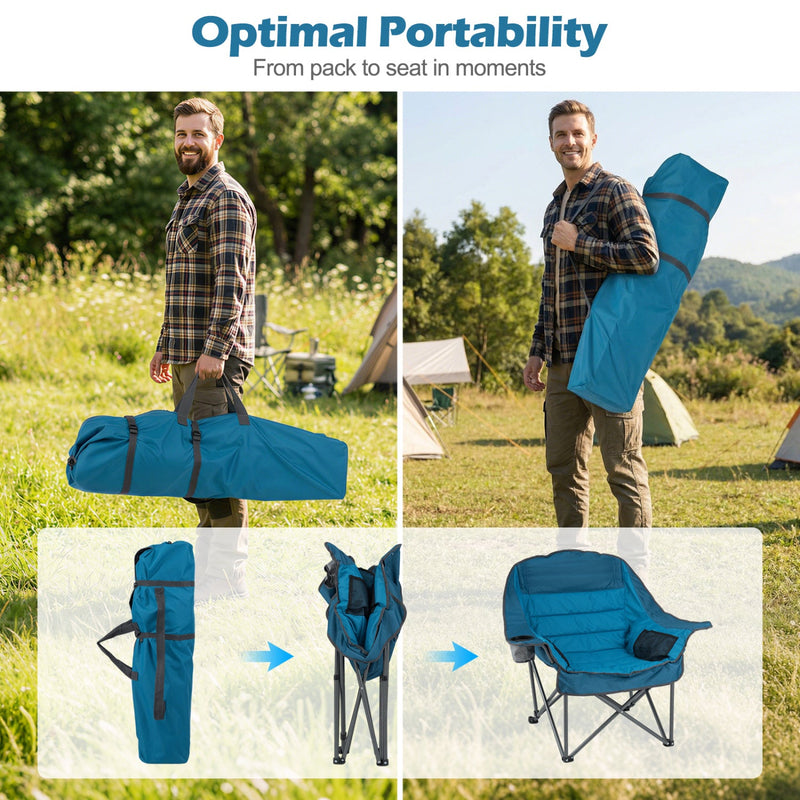 Load image into Gallery viewer, Folding Oversized Camping Chair with Side Pockets and Cup Holder
