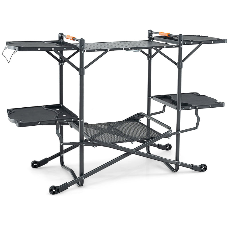 Load image into Gallery viewer, Folding Portable Outdoor Cook Station with Heat-Resistant Aluminum Tabletop
