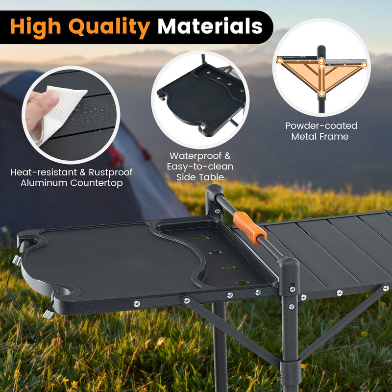 Load image into Gallery viewer, Folding Portable Outdoor Cook Station with Heat-Resistant Aluminum Tabletop

