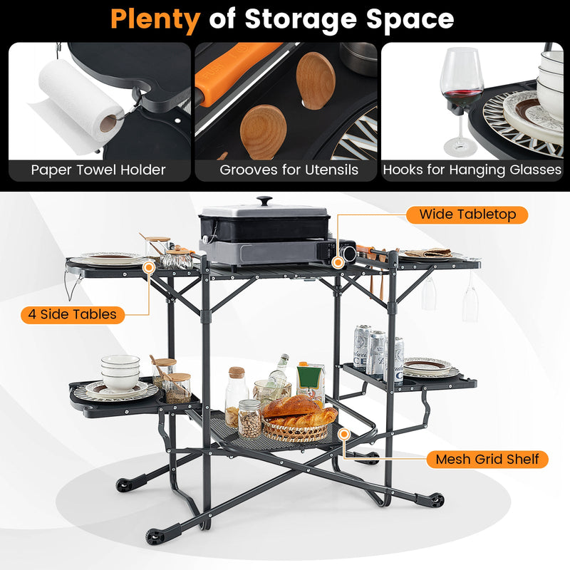 Load image into Gallery viewer, Folding Portable Outdoor Cook Station with Heat-Resistant Aluminum Tabletop

