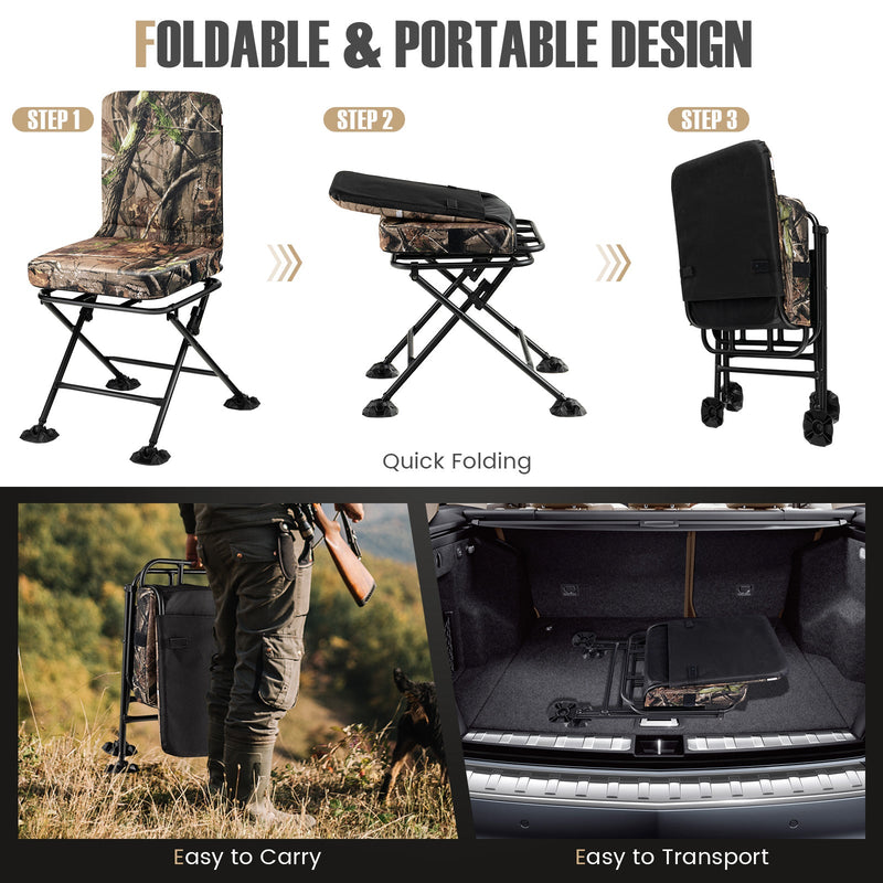 Load image into Gallery viewer, Swivel Folding Chair with Backrest and Padded Cushion
