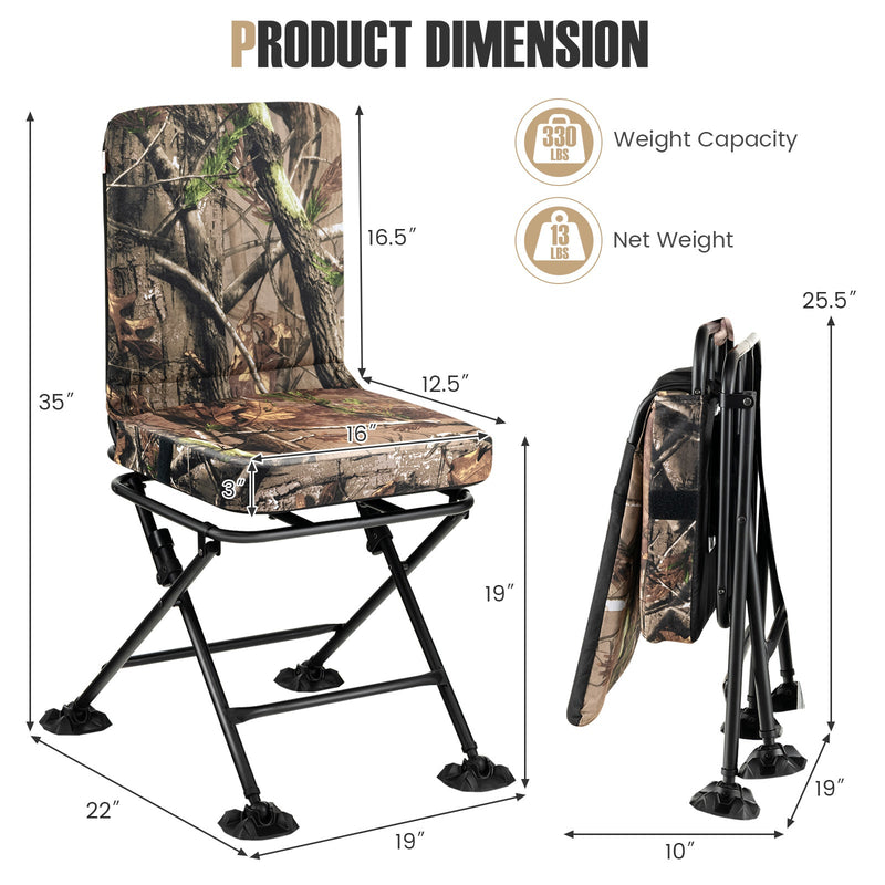 Load image into Gallery viewer, Swivel Folding Chair with Backrest and Padded Cushion
