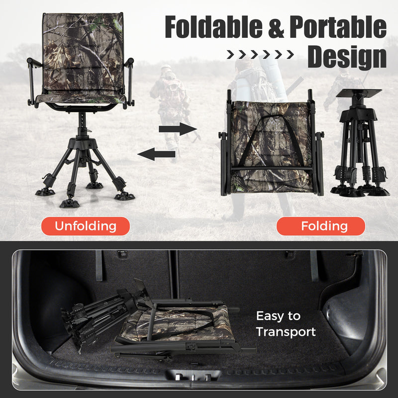 Load image into Gallery viewer, Folding Swivel Patio Chair with 4 Adjustable Leg
