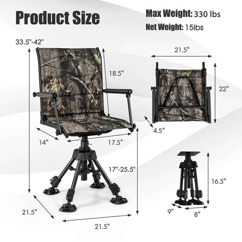 Load image into Gallery viewer, Folding Swivel Patio Chair with 4 Adjustable Leg
