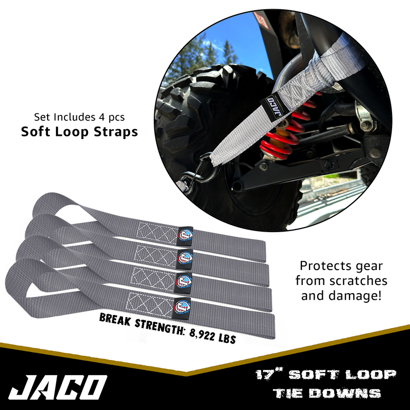 Load image into Gallery viewer, Heavy Duty Ratchet Tie Down Straps with Soft Loops (1.6" x 8 ft) | AAR Certified Break Strength (5,208 lbs)
