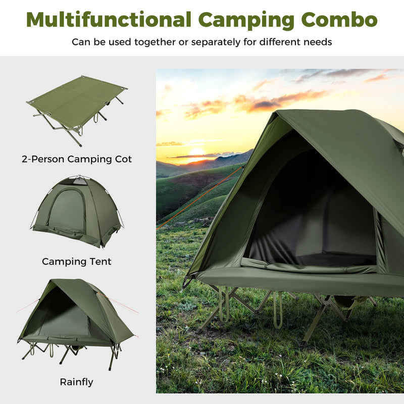 Load image into Gallery viewer, 2-Person Camping Cot Tent Foldable Off-Ground Camping Combo for Adults

