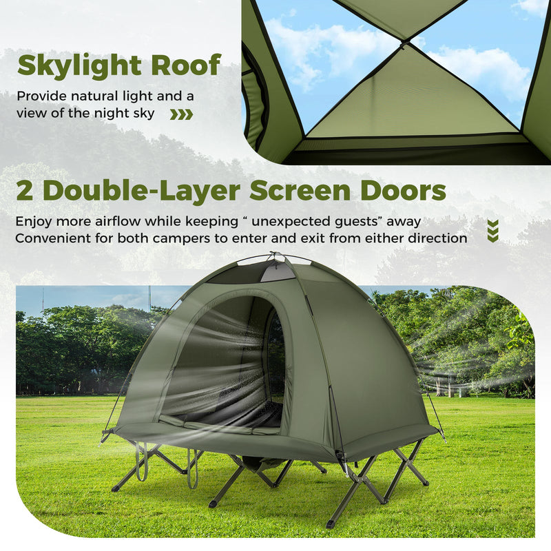 Load image into Gallery viewer, 2-Person Camping Cot Tent Foldable Off-Ground Camping Combo for Adults
