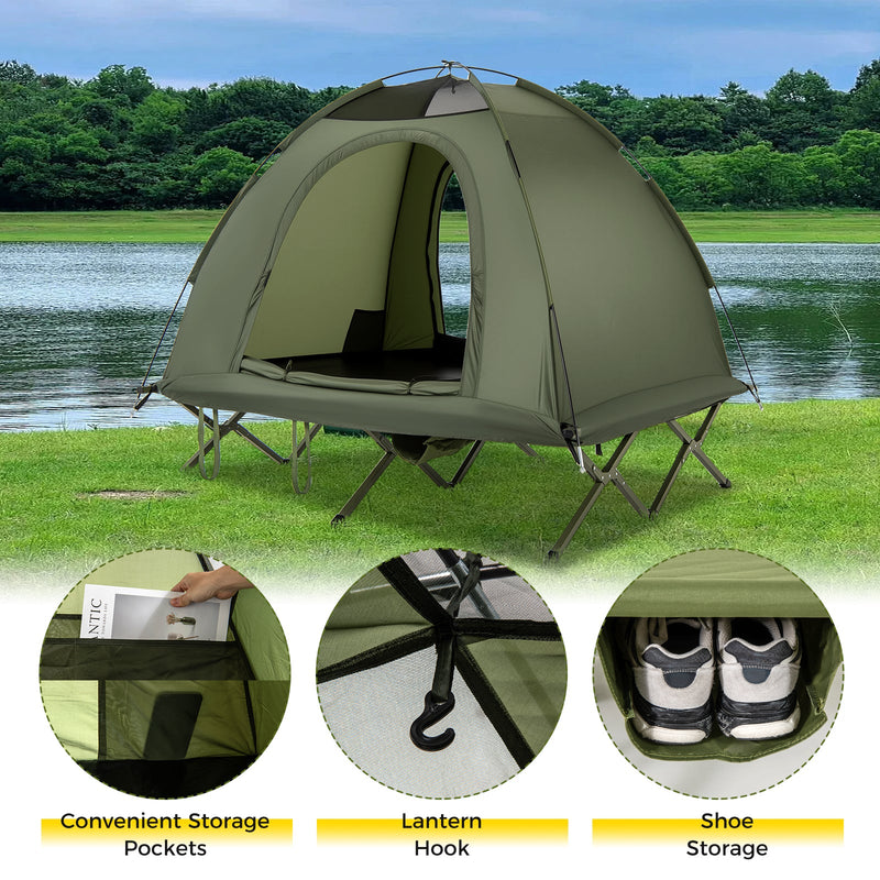 Load image into Gallery viewer, 2-Person Camping Cot Tent Foldable Off-Ground Camping Combo for Adults
