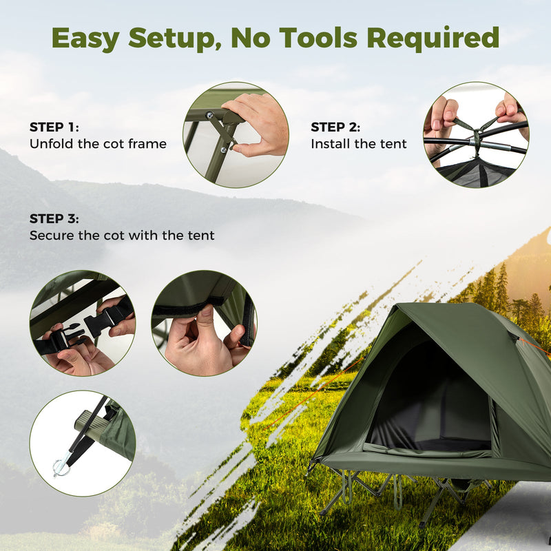 Load image into Gallery viewer, 2-Person Camping Cot Tent Foldable Off-Ground Camping Combo for Adults
