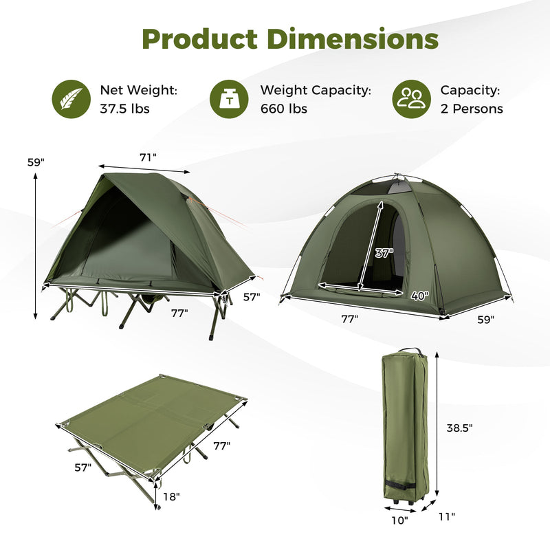 Load image into Gallery viewer, 2-Person Camping Cot Tent Foldable Off-Ground Camping Combo for Adults
